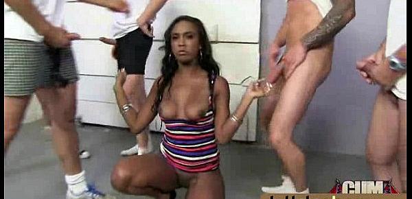  Hot ebony chick in interracial gangbang 11